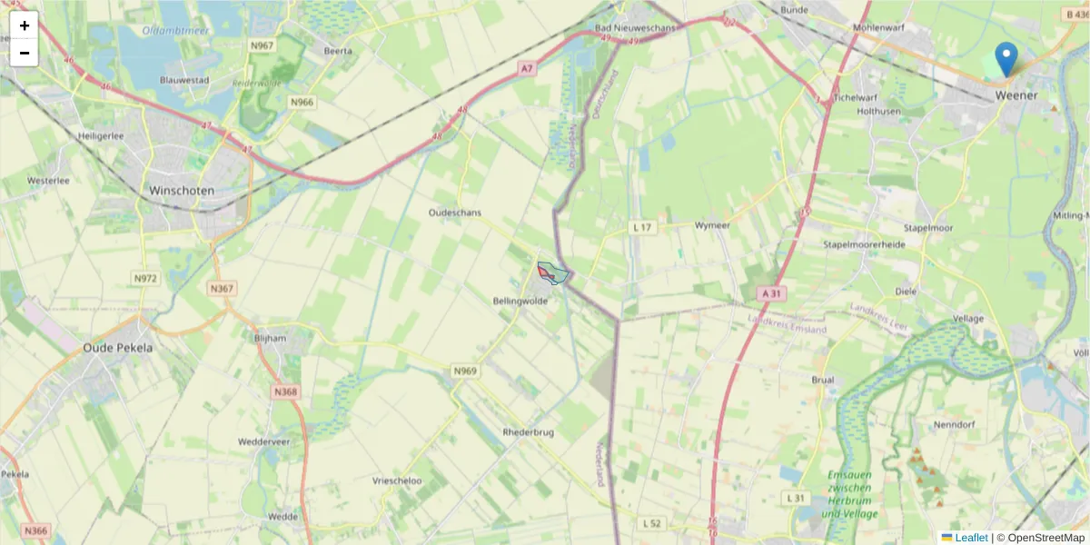 Karte des Postleitzahlen Bereichs  und der umliegenden Postleitzahlen in Deutschland