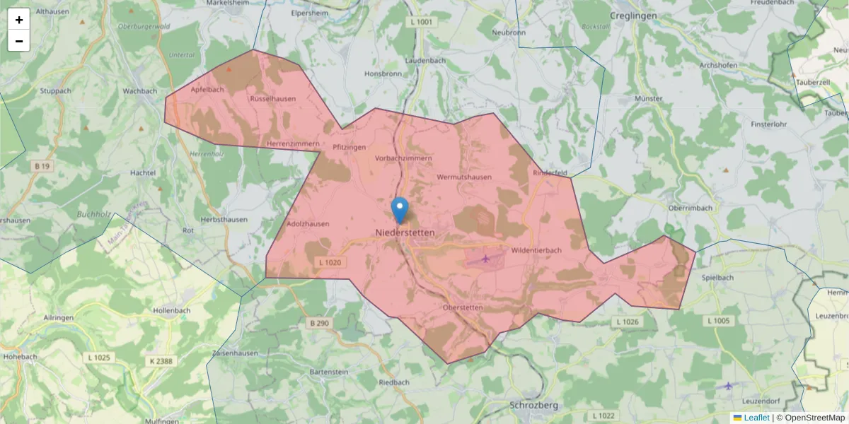 Karte des Postleitzahlen Bereichs  und der umliegenden Postleitzahlen in Deutschland
