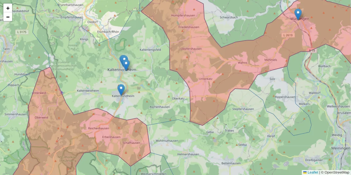 Karte des Postleitzahlen Bereichs  und der umliegenden Postleitzahlen in Deutschland