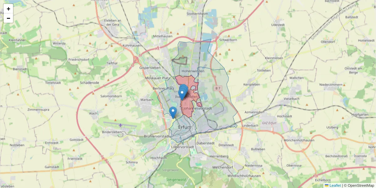 Karte des Postleitzahlen Bereichs  und der umliegenden Postleitzahlen in Deutschland