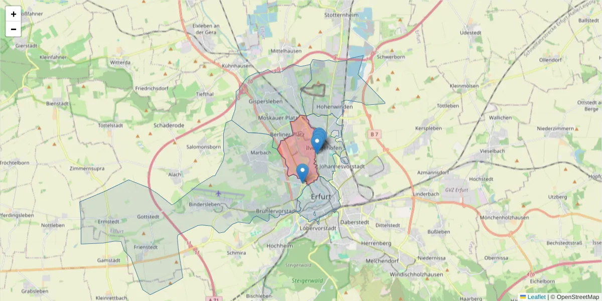 Karte des Postleitzahlen Bereichs  und der umliegenden Postleitzahlen in Deutschland