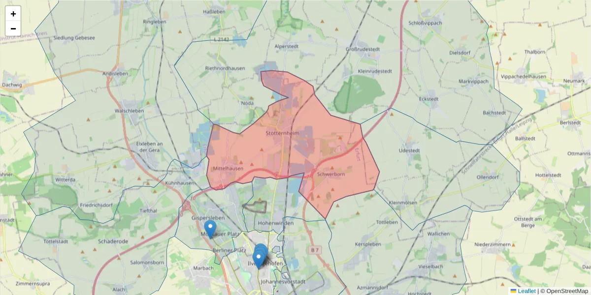 Karte des Postleitzahlen Bereichs  und der umliegenden Postleitzahlen in Deutschland