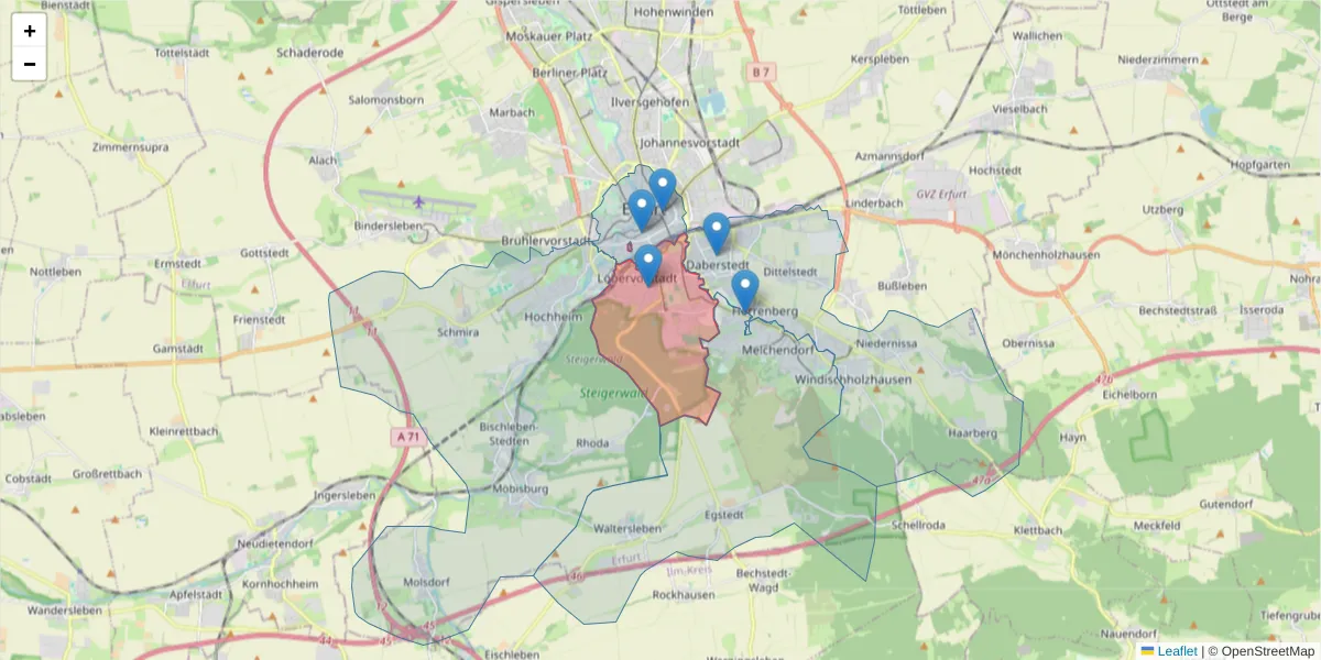 Karte des Postleitzahlen Bereichs  und der umliegenden Postleitzahlen in Deutschland