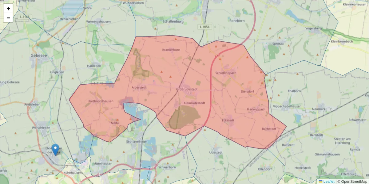 Karte des Postleitzahlen Bereichs  und der umliegenden Postleitzahlen in Deutschland