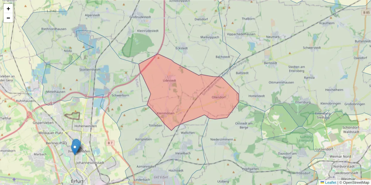 Karte des Postleitzahlen Bereichs  und der umliegenden Postleitzahlen in Deutschland