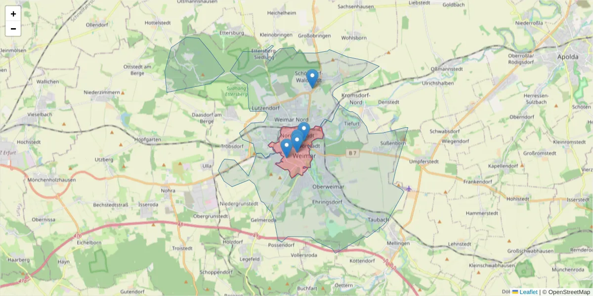 Karte des Postleitzahlen Bereichs  und der umliegenden Postleitzahlen in Deutschland