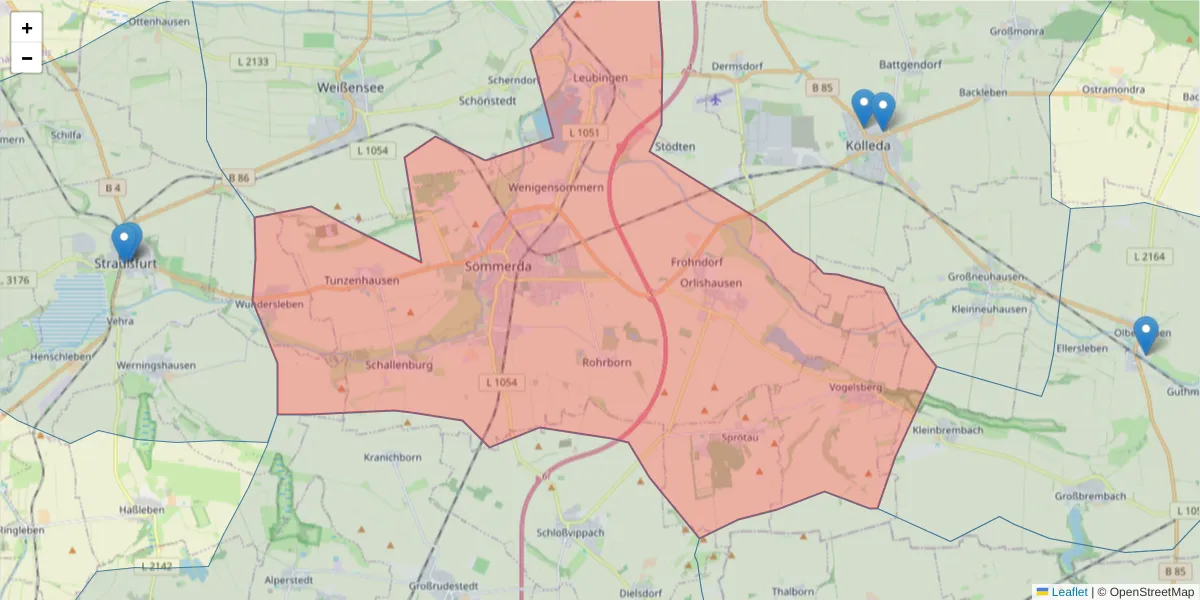 Karte des Postleitzahlen Bereichs  und der umliegenden Postleitzahlen in Deutschland