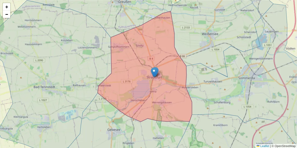 Karte des Postleitzahlen Bereichs  und der umliegenden Postleitzahlen in Deutschland