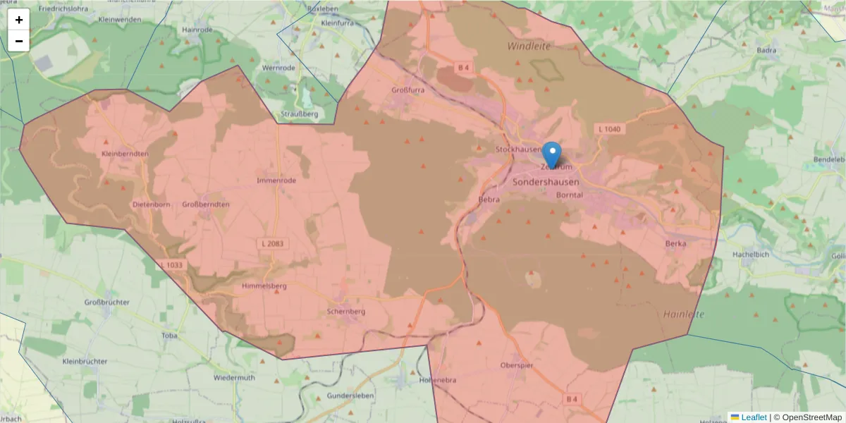 Karte des Postleitzahlen Bereichs  und der umliegenden Postleitzahlen in Deutschland