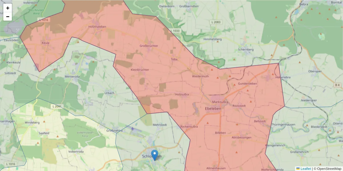 Karte des Postleitzahlen Bereichs  und der umliegenden Postleitzahlen in Deutschland