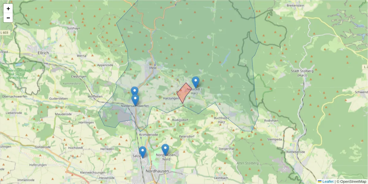 Karte des Postleitzahlen Bereichs  und der umliegenden Postleitzahlen in Deutschland