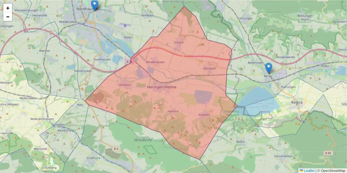 Karte des Postleitzahlen Bereichs  und der umliegenden Postleitzahlen in Deutschland