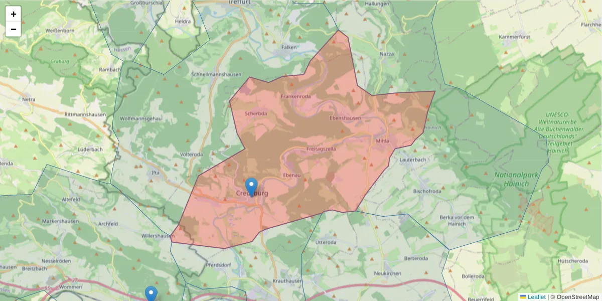 Karte des Postleitzahlen Bereichs  und der umliegenden Postleitzahlen in Deutschland