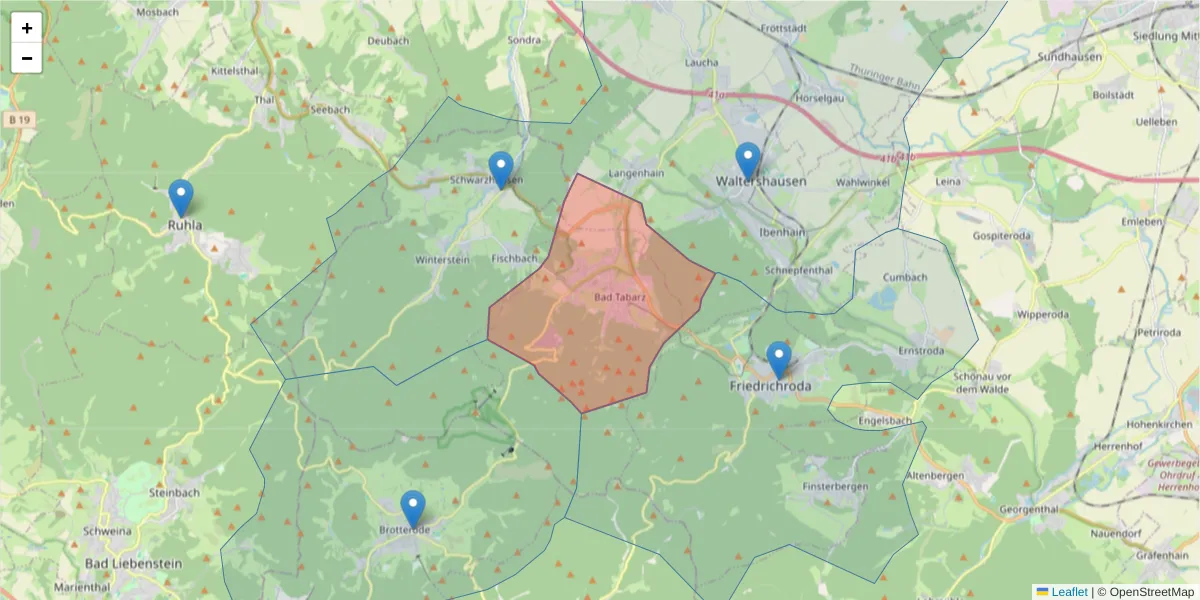 Karte des Postleitzahlen Bereichs  und der umliegenden Postleitzahlen in Deutschland