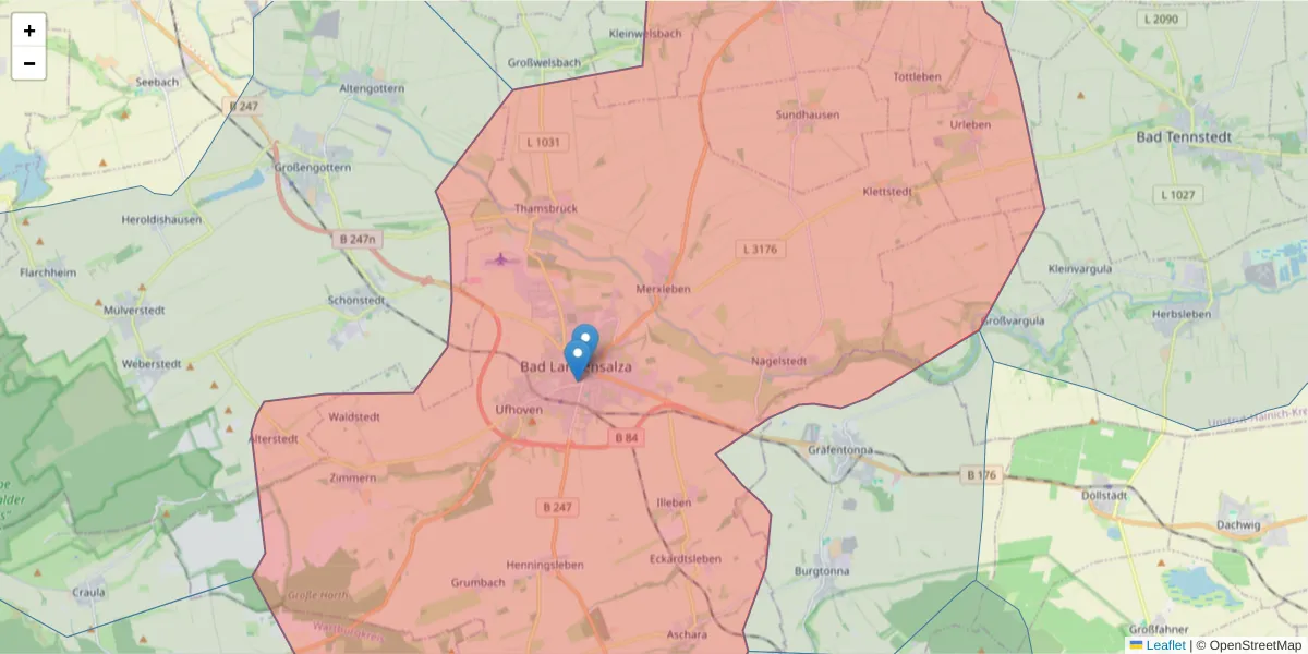 Karte des Postleitzahlen Bereichs  und der umliegenden Postleitzahlen in Deutschland
