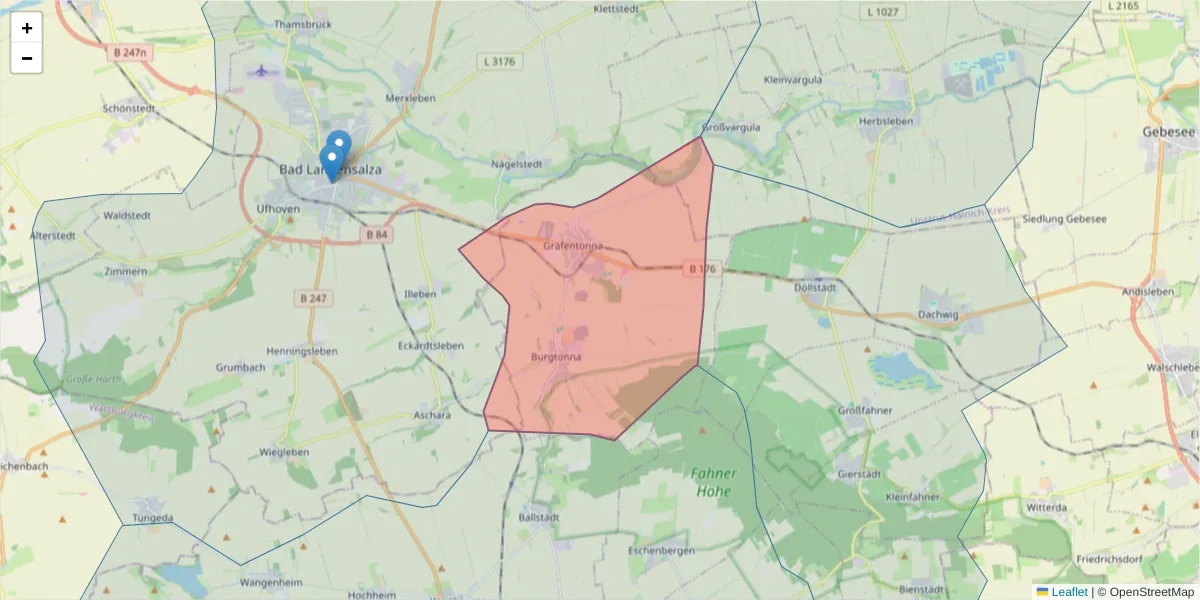 Karte des Postleitzahlen Bereichs  und der umliegenden Postleitzahlen in Deutschland