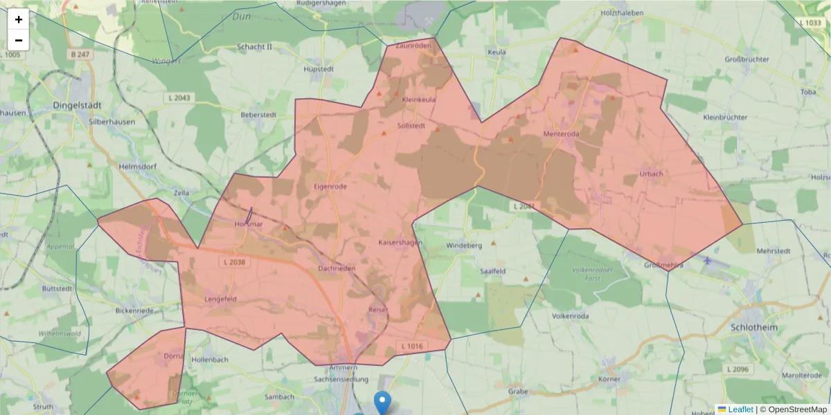 Karte des Postleitzahlen Bereichs  und der umliegenden Postleitzahlen in Deutschland