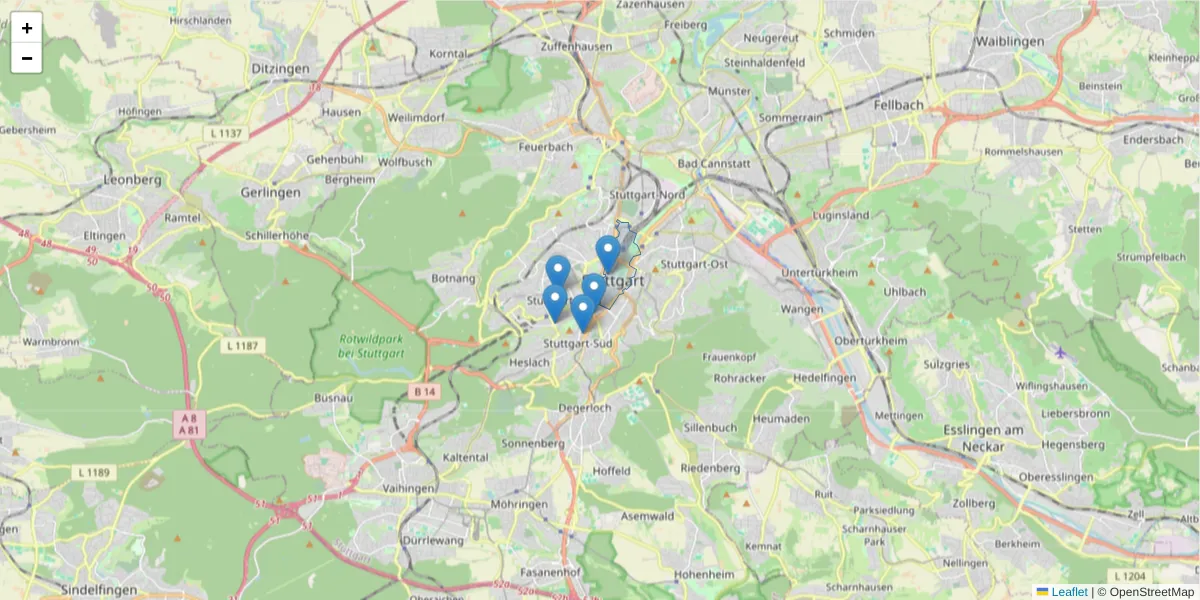 Karte des Postleitzahlen Bereichs  und der umliegenden Postleitzahlen in Deutschland