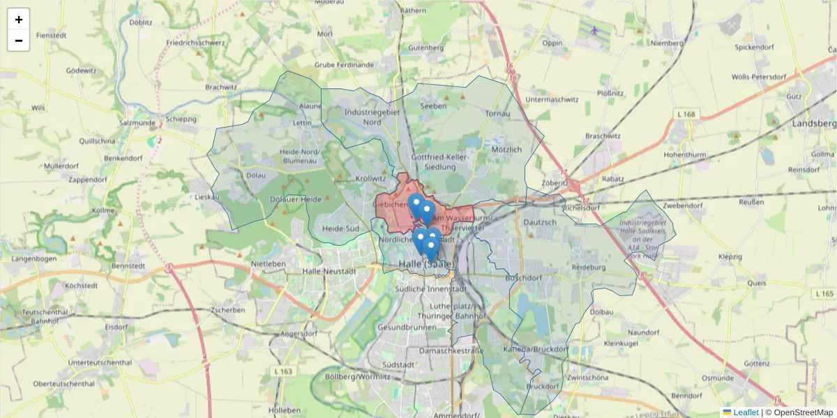 Karte des Postleitzahlen Bereichs  und der umliegenden Postleitzahlen in Deutschland