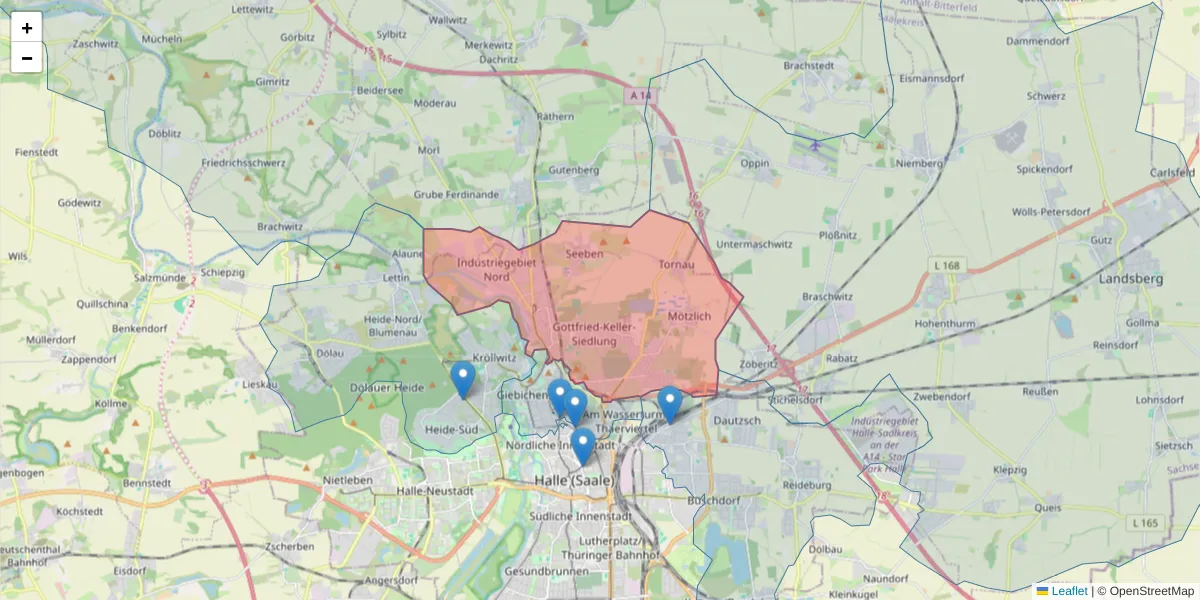 Karte des Postleitzahlen Bereichs  und der umliegenden Postleitzahlen in Deutschland
