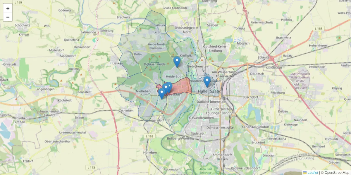 Karte des Postleitzahlen Bereichs  und der umliegenden Postleitzahlen in Deutschland