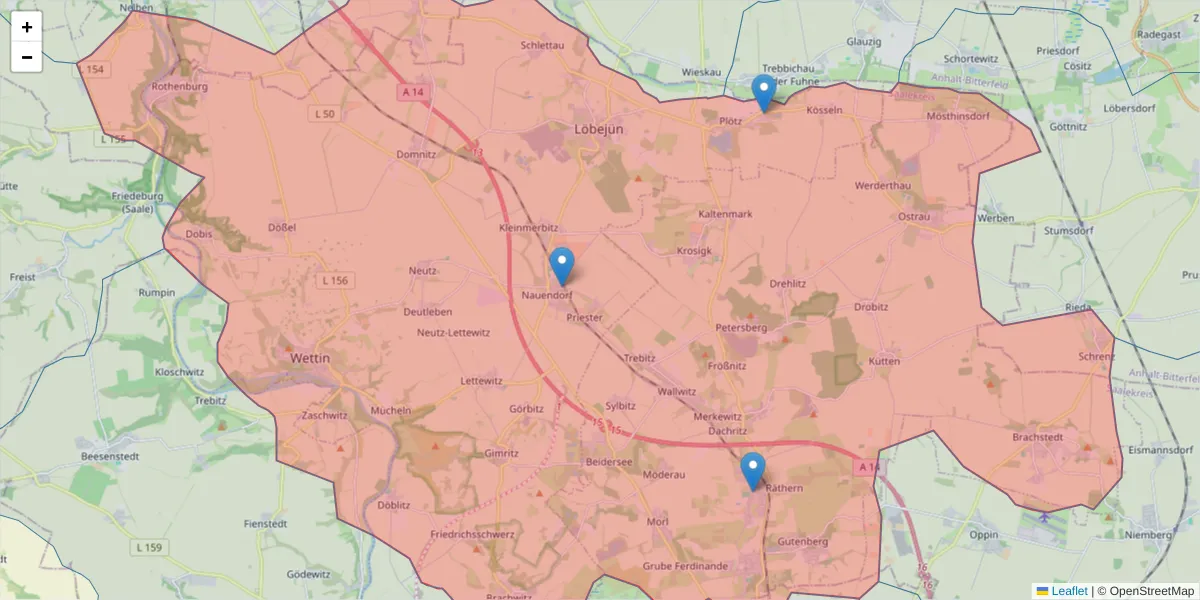 Karte des Postleitzahlen Bereichs  und der umliegenden Postleitzahlen in Deutschland