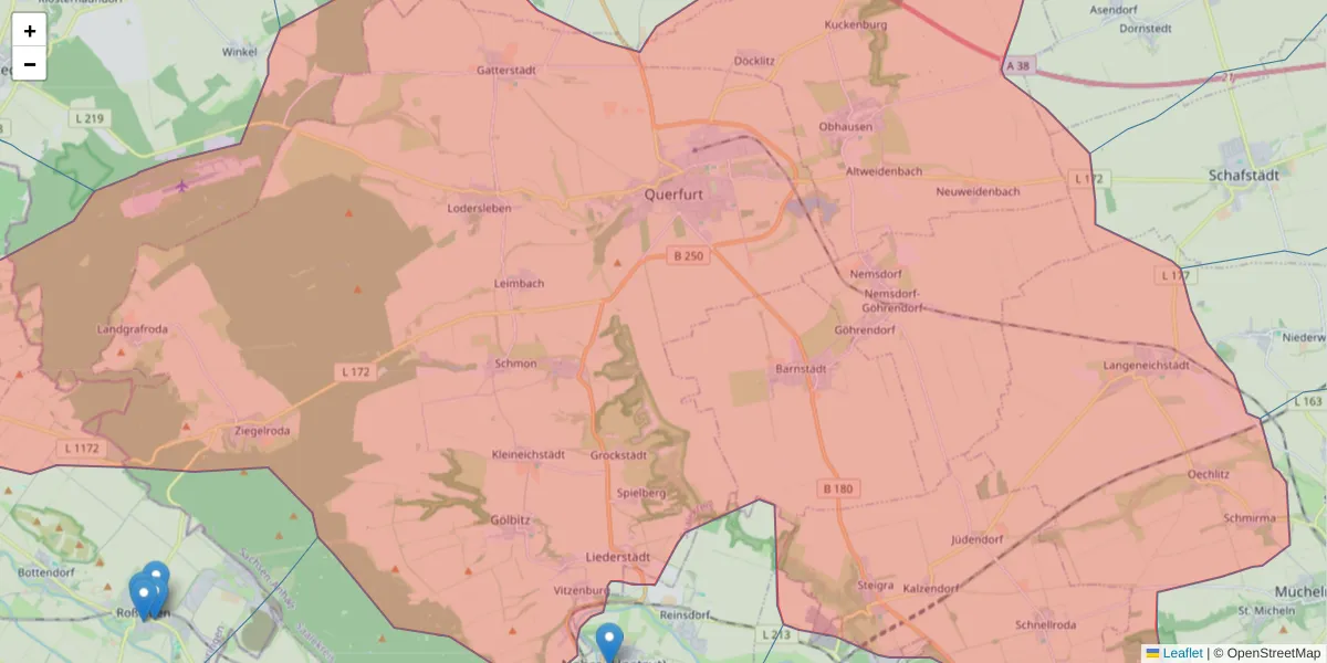 Karte des Postleitzahlen Bereichs  und der umliegenden Postleitzahlen in Deutschland