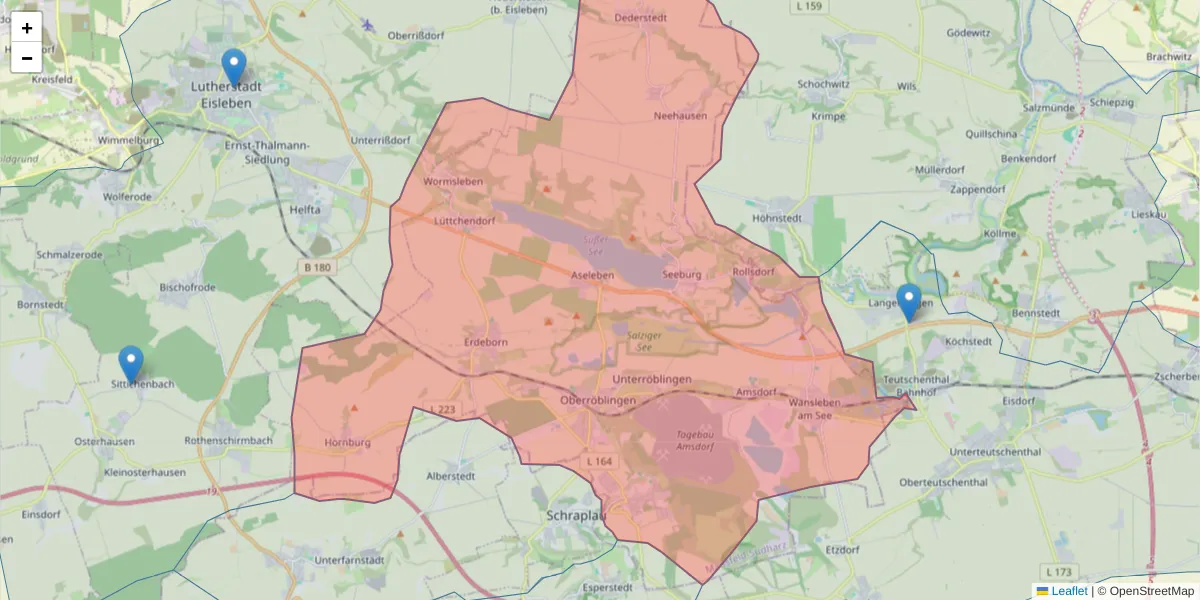 Karte des Postleitzahlen Bereichs  und der umliegenden Postleitzahlen in Deutschland