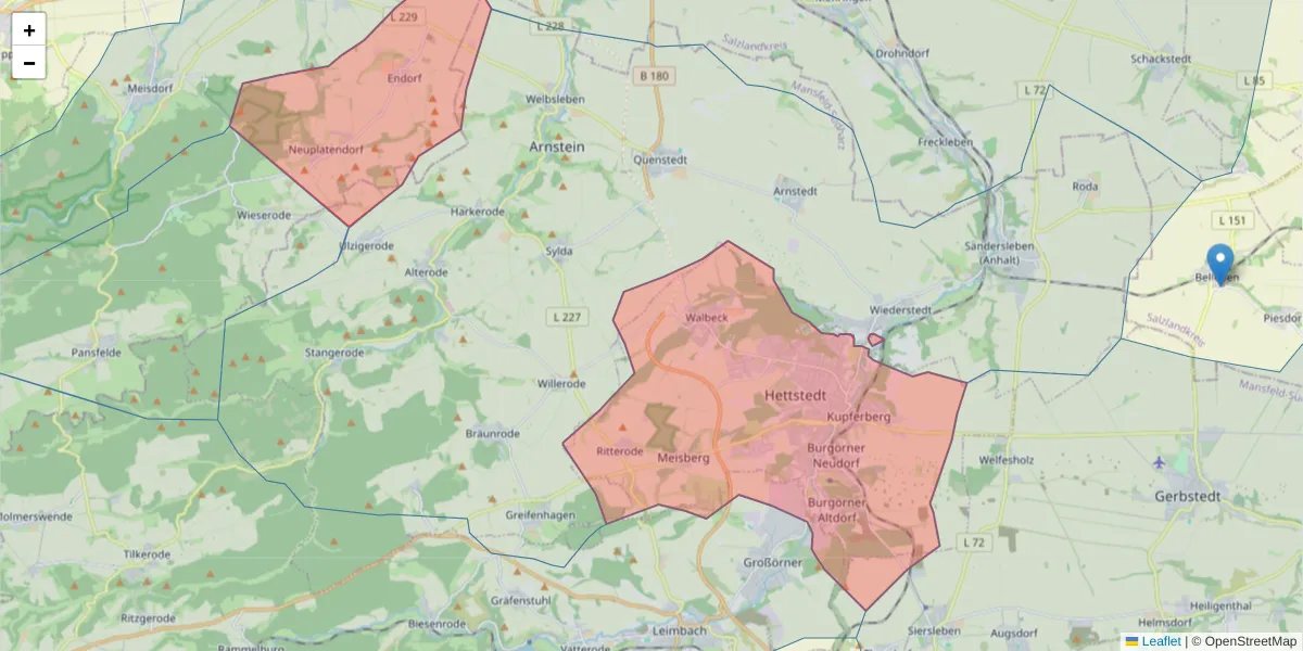 Karte des Postleitzahlen Bereichs  und der umliegenden Postleitzahlen in Deutschland