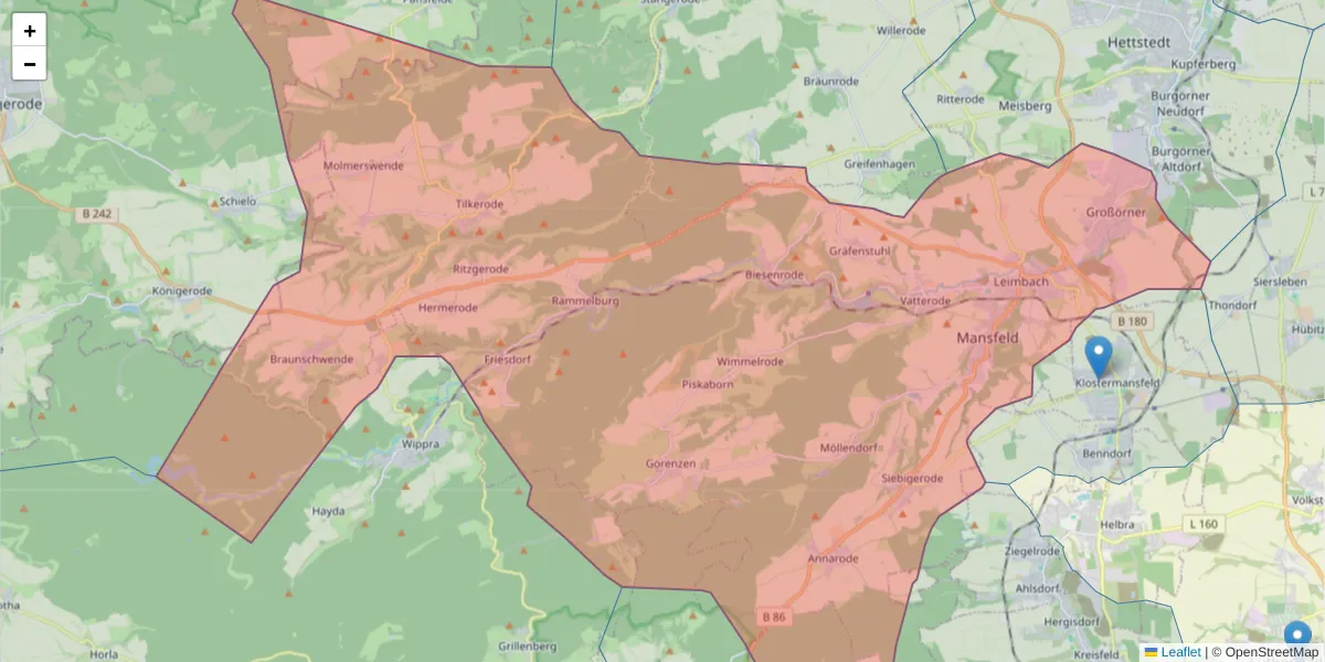 Karte des Postleitzahlen Bereichs  und der umliegenden Postleitzahlen in Deutschland