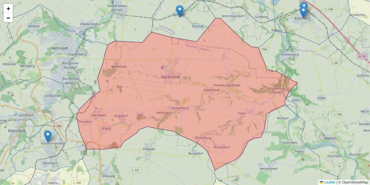 Karte des Postleitzahlen Bereichs  und der umliegenden Postleitzahlen in Deutschland