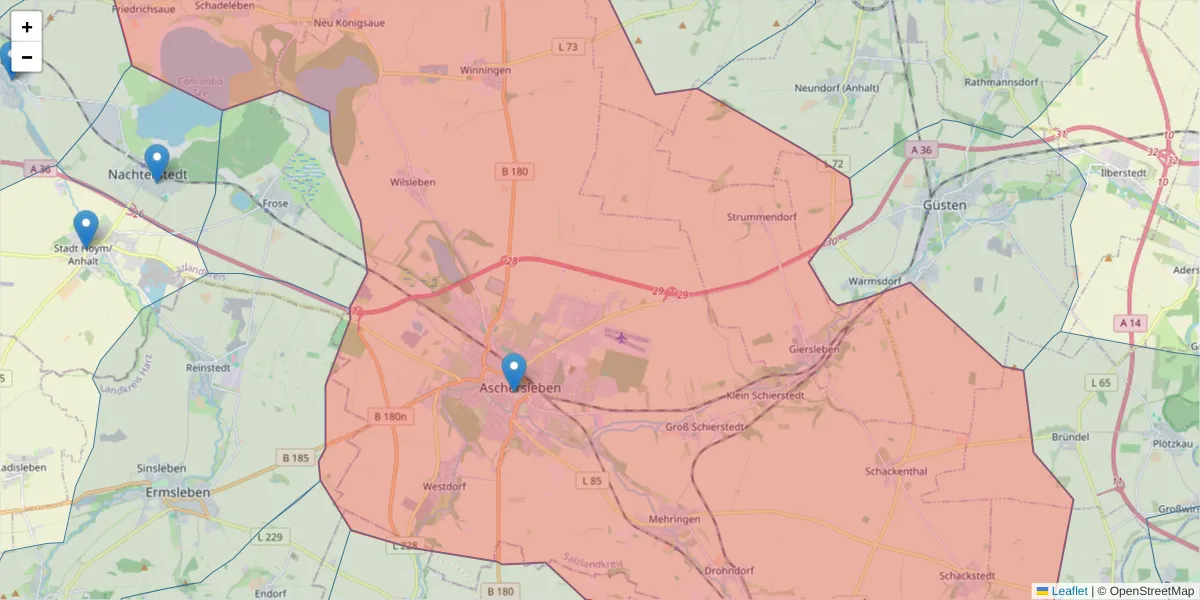 Karte des Postleitzahlen Bereichs  und der umliegenden Postleitzahlen in Deutschland