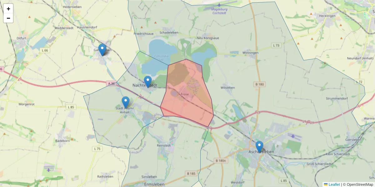 Karte des Postleitzahlen Bereichs  und der umliegenden Postleitzahlen in Deutschland