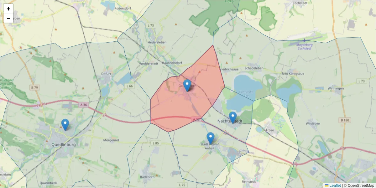 Karte des Postleitzahlen Bereichs  und der umliegenden Postleitzahlen in Deutschland