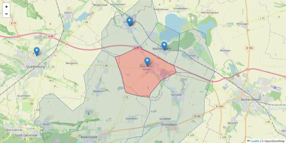 Karte des Postleitzahlen Bereichs  und der umliegenden Postleitzahlen in Deutschland