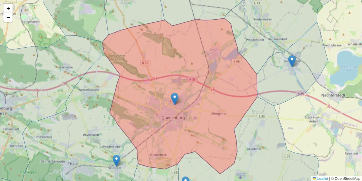 Karte des Postleitzahlen Bereichs  und der umliegenden Postleitzahlen in Deutschland