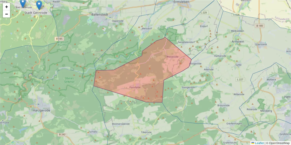 Karte des Postleitzahlen Bereichs  und der umliegenden Postleitzahlen in Deutschland