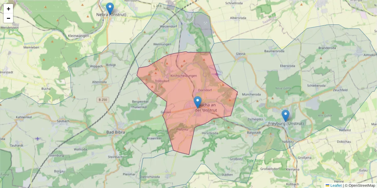 Karte des Postleitzahlen Bereichs  und der umliegenden Postleitzahlen in Deutschland