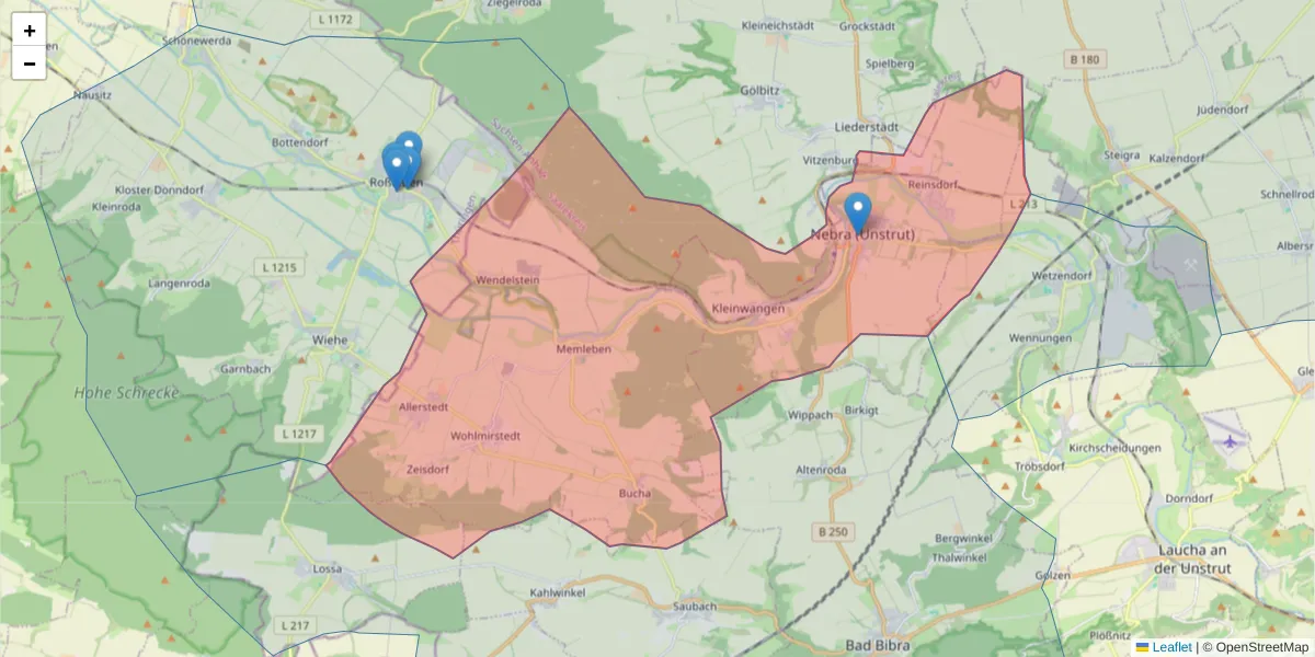 Karte des Postleitzahlen Bereichs  und der umliegenden Postleitzahlen in Deutschland