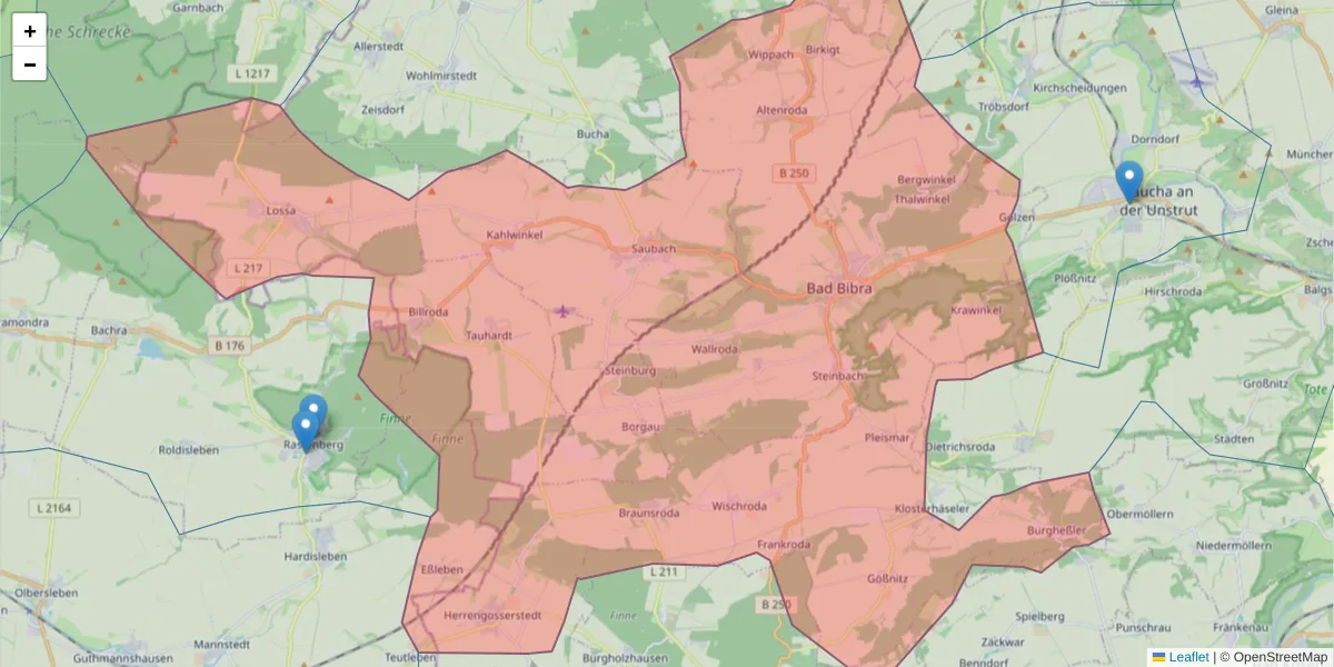 Karte des Postleitzahlen Bereichs  und der umliegenden Postleitzahlen in Deutschland