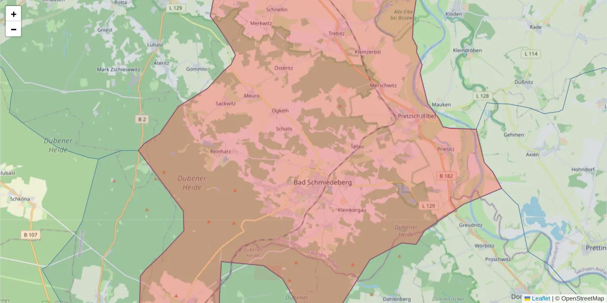 Karte des Postleitzahlen Bereichs  und der umliegenden Postleitzahlen in Deutschland