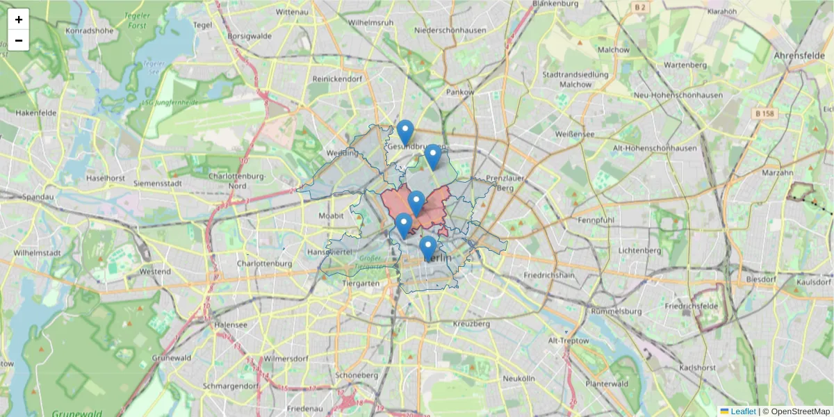 Karte des Postleitzahlen Bereichs  und der umliegenden Postleitzahlen in Deutschland
