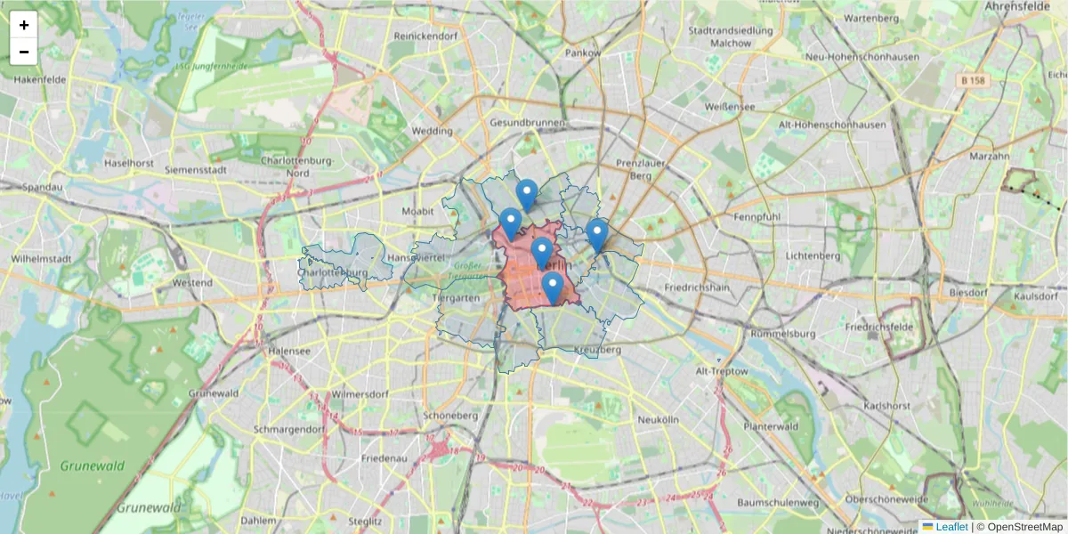 Karte des Postleitzahlen Bereichs  und der umliegenden Postleitzahlen in Deutschland