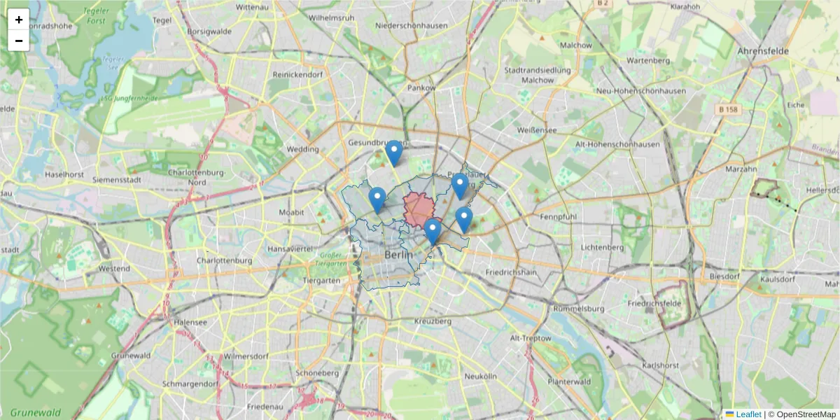 Karte des Postleitzahlen Bereichs  und der umliegenden Postleitzahlen in Deutschland
