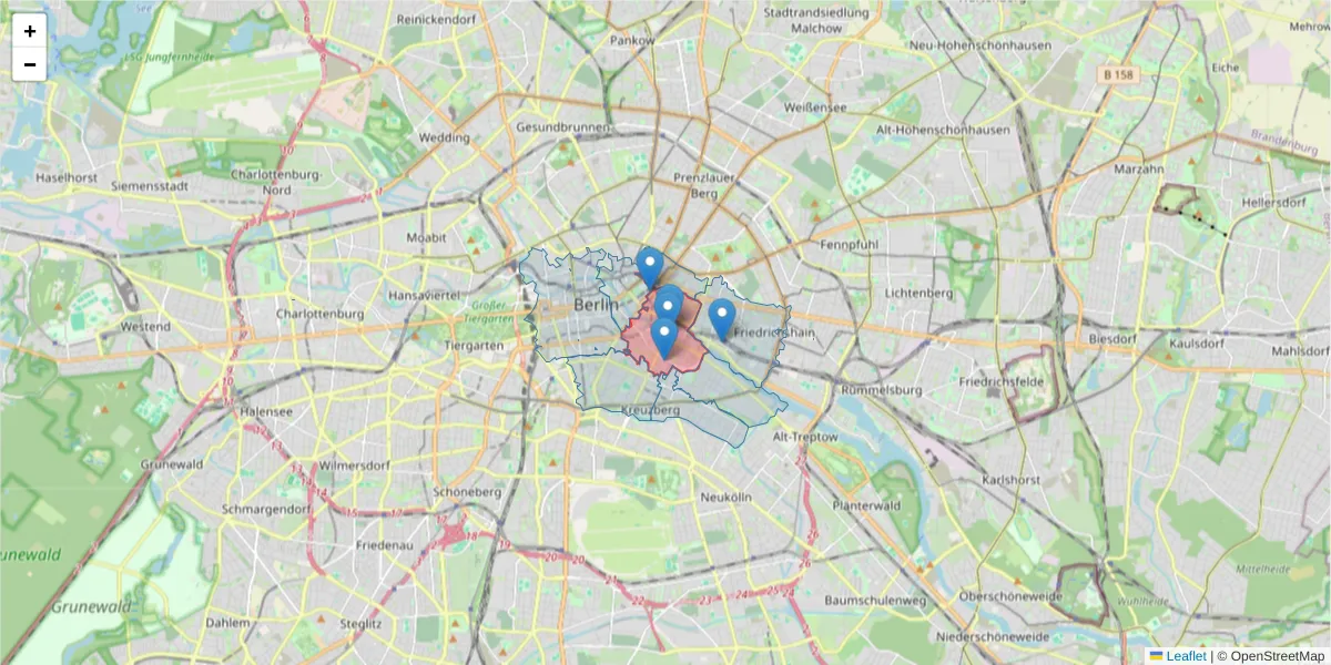 Karte des Postleitzahlen Bereichs  und der umliegenden Postleitzahlen in Deutschland
