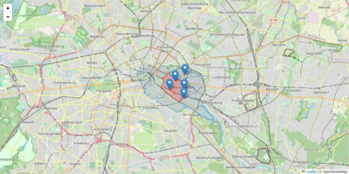 Karte des Postleitzahlen Bereichs  und der umliegenden Postleitzahlen in Deutschland