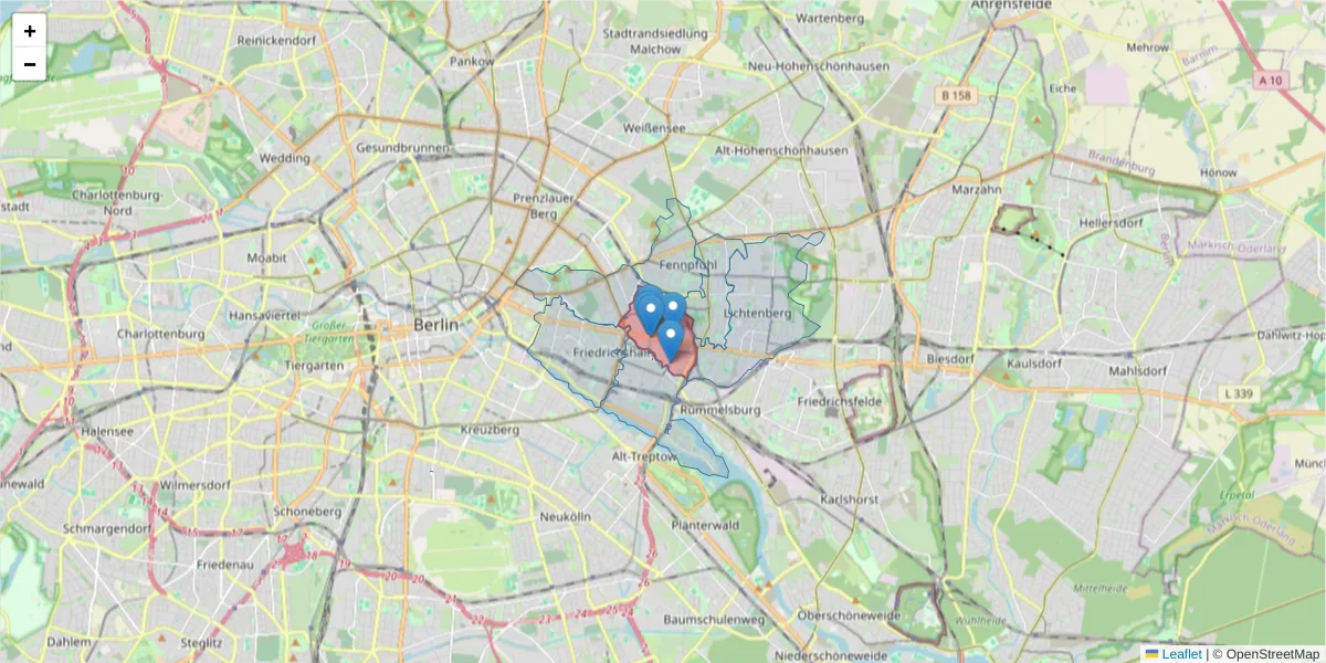 Karte des Postleitzahlen Bereichs  und der umliegenden Postleitzahlen in Deutschland