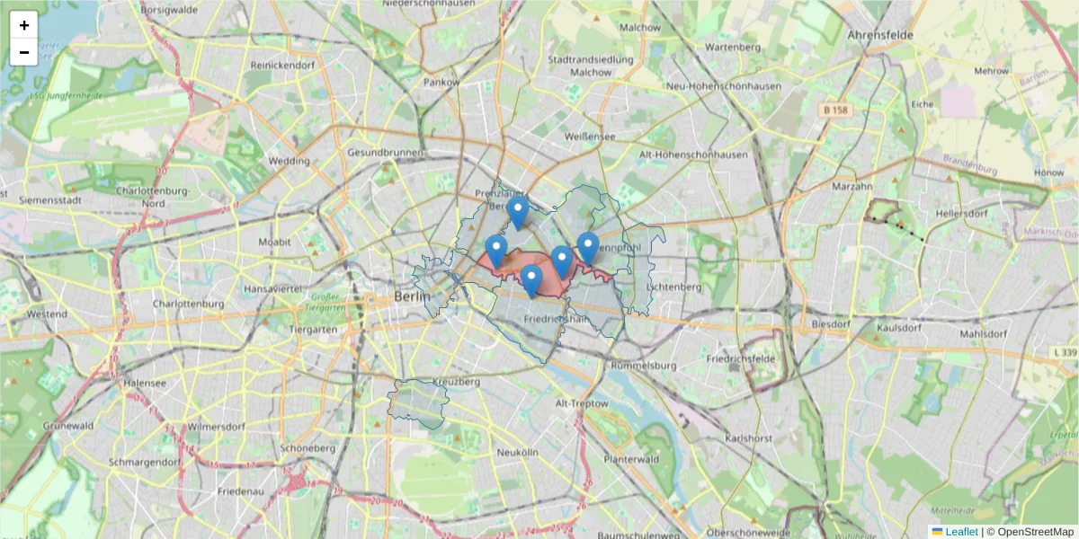 Karte des Postleitzahlen Bereichs  und der umliegenden Postleitzahlen in Deutschland