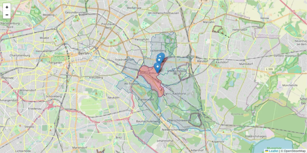 Karte des Postleitzahlen Bereichs  und der umliegenden Postleitzahlen in Deutschland