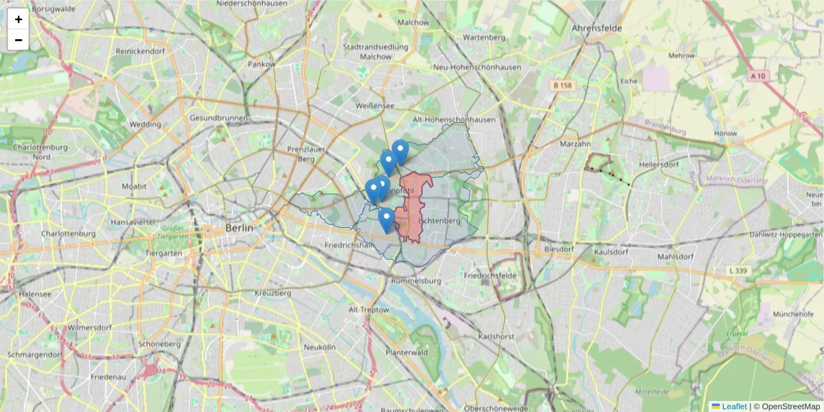 Karte des Postleitzahlen Bereichs  und der umliegenden Postleitzahlen in Deutschland